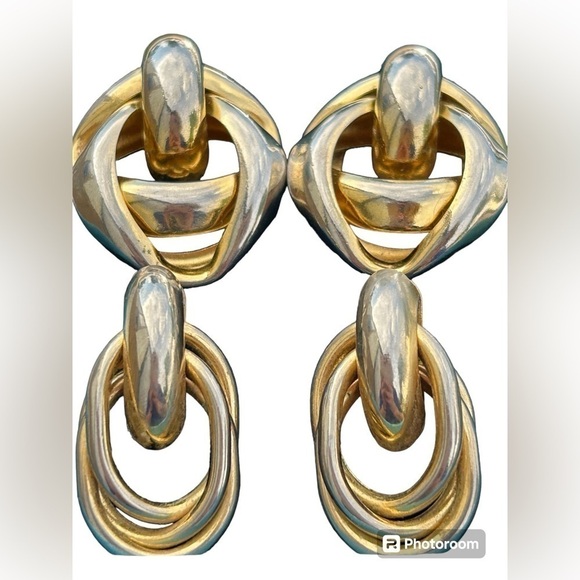 Jewelry - 2 Pairs of Vintage Gold Tone Knot Door Knocker Statement Pierced Earrings Bundle